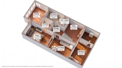 Půdorys – Prodej rodinného domu 5+1 v Bystřici pod Hostýnem